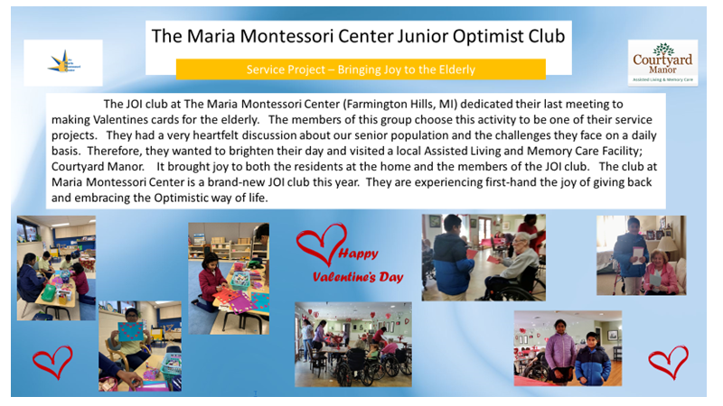 2020 Maria Montessori Center Junior Optimists Valentines